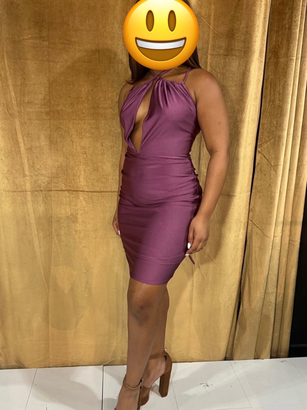 Plum Halter Cutout Bodycon Dress